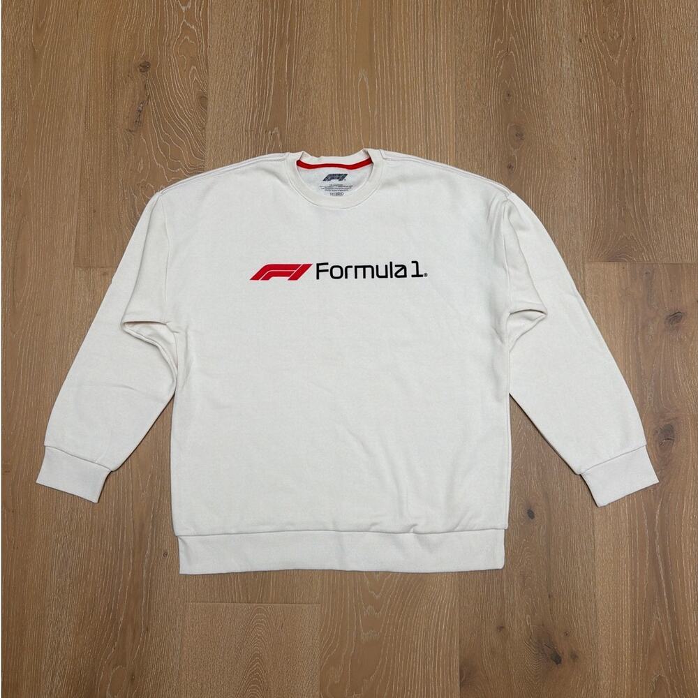 Aeropostale Formula 1 Sweatshirt Size L  Cream Red Black